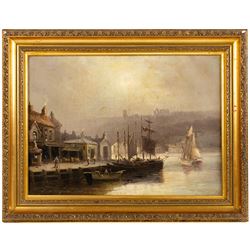 Walter Linsley Meegan (British c1860-1944): Scarborough and Whitby Harbours, pair oils on canvas signed 24cm x 34cm (2)