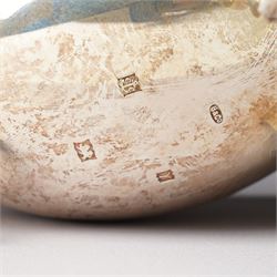 George V glass whisky noggin with hinged silver lid H10.5cm Birmingham  1912 and a silver sauce boat with C scroll handle Birmingham 1973 (2)