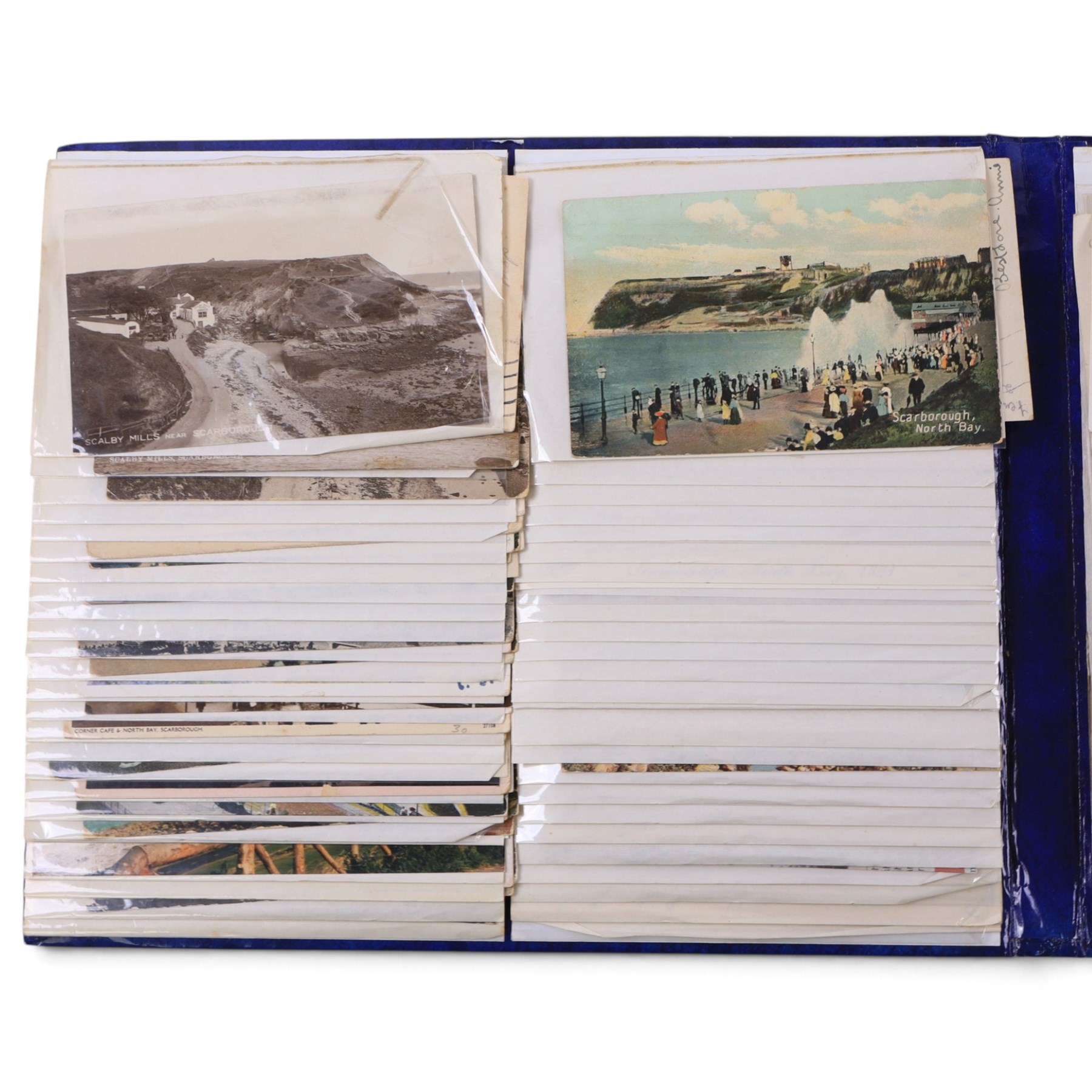 Collection of local Scarborough post cards, including South Bay, The Spa, Churches, novelty examples, black and white examples, etc contained within various albums, (approximately 780)