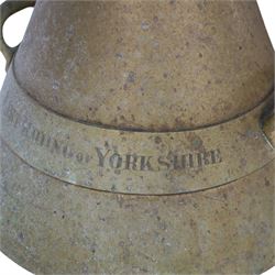 Victorian brass conical measures, 2 Gallon and Half Gallon, each engraved East Riding of Yorkshire, D E Grave & Co Ltd, largest H40cm