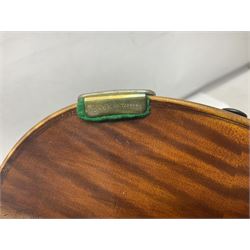 German trade violin c1900 with 35.5cm two-piece maple back and spruce top; bears label 'Made in Germany Apollo Class 6 No.2132' L59cm; in carrying case with two bows