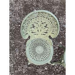 A pair of green painted aluminium garden chairs - THIS LOT IS TO BE COLLECTED BY APPOINTMENT FROM DUGGLEBY STORAGE, GREAT HILL, EASTFIELD, SCARBOROUGH, YO11 3TX