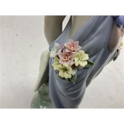 Three Lladro figures comprising, Pocket Full of Wishes no 7650, School Days no 7604 and Spring Bouquets no 7603, all with original boxes, largest example H26cm  