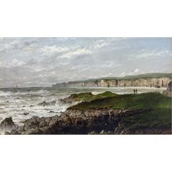 Isaac Walter Jenner (British 1836-1902): Bempton Cliffs and Flamborough Head, oil on canvas signed and dated 'Brighton Nov. 11th 1875', 39cm x 68cm