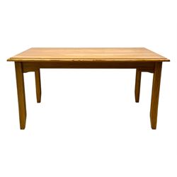 Laura Ashley - contemporary pine dining table, rectangular top with moulded edge, raised on square supports with chamfered lower sections