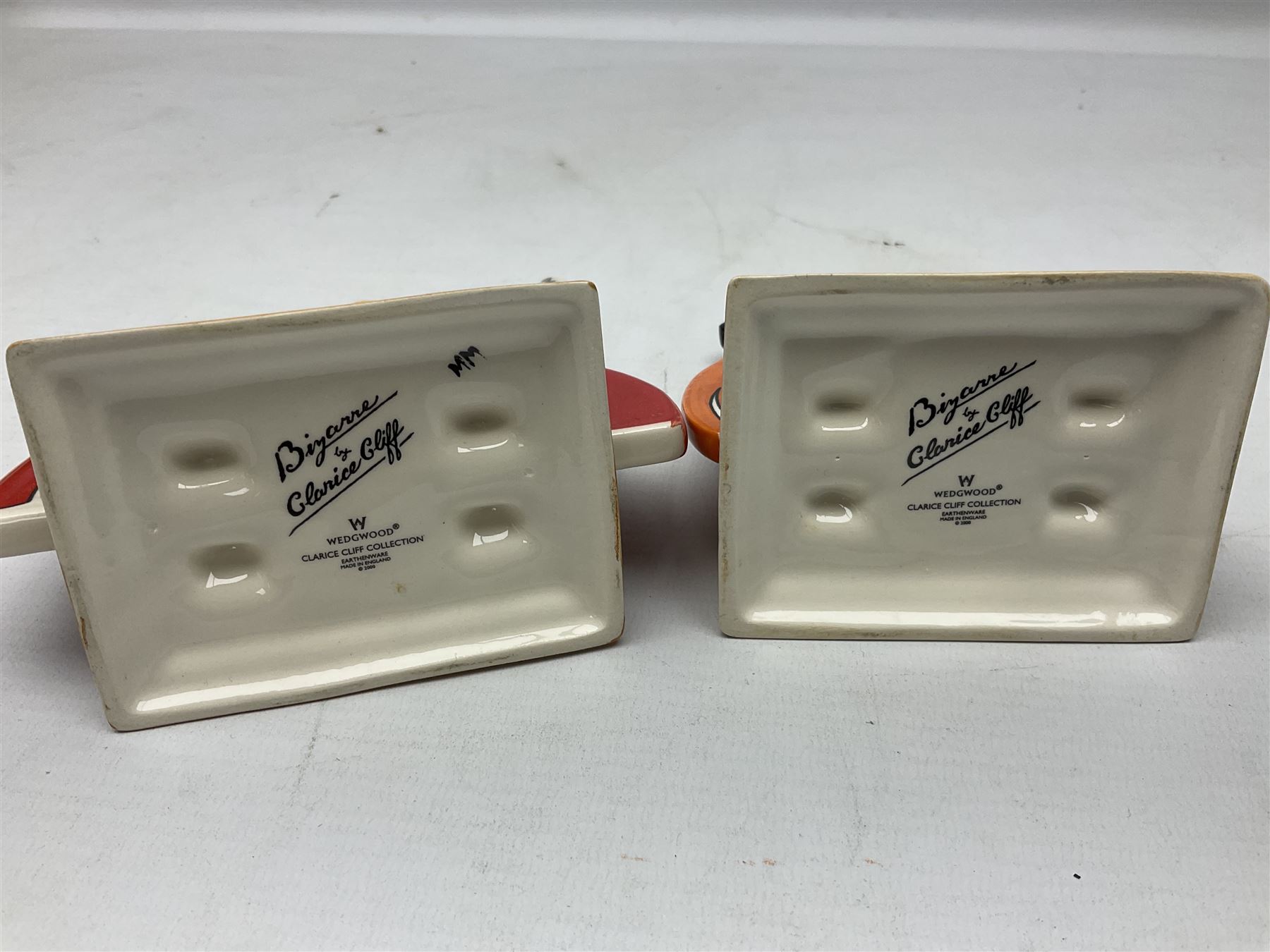 Pair of Wedgwood Clarice Cliff Bizarre 'Age of Jazz' tango dancers, with printed mark beneath, H15cm