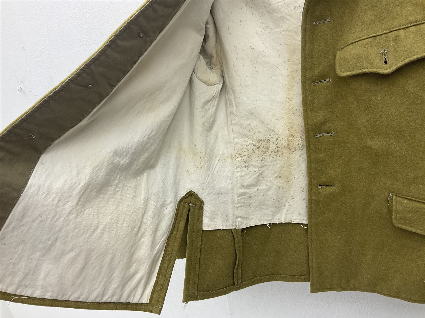 Japanese Type 38 winter tunic, the lining stamped with various Japanese character marks