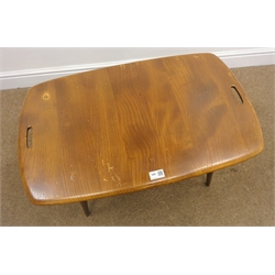 Ercol two tier table coffee table, out splayed tapering supports, W73cm, H45cm, D45cm  