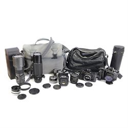 Two Canon SLR camera bodies, comprising Canon A-1 serial no. 718442 and Canon T90 serial n...