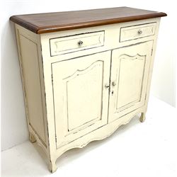 Laura Ashley Bramley range French style cream painted dresser, two drawers above two cupboards, with polished top