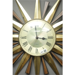  1970s 'Metamec' sunburst wall clock, D58cm  