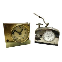 Ashcroft paper tester, H14cm, together with a Benzing brass clock