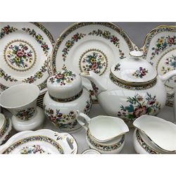 Coalport Ming Rose pattern tea and coffee part service, to include teapot, three milk jugs, six coffee cans and saucers, twenty teacups and saucers of varying form, twelve dessert plates, two cake plates, ginger jar etc, together with other matched Foley china