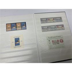 Stamps mostly relating to the 'International Cooperation Year 1965' from various Countries including Antigua, Ascension, Bahamas, Basutoland, Bermuda, British Guiana, British Honduras, British Solomon Islands, Cayman Islands, Qatar etc, both mint and used stamps seen, housed in three stockbooks