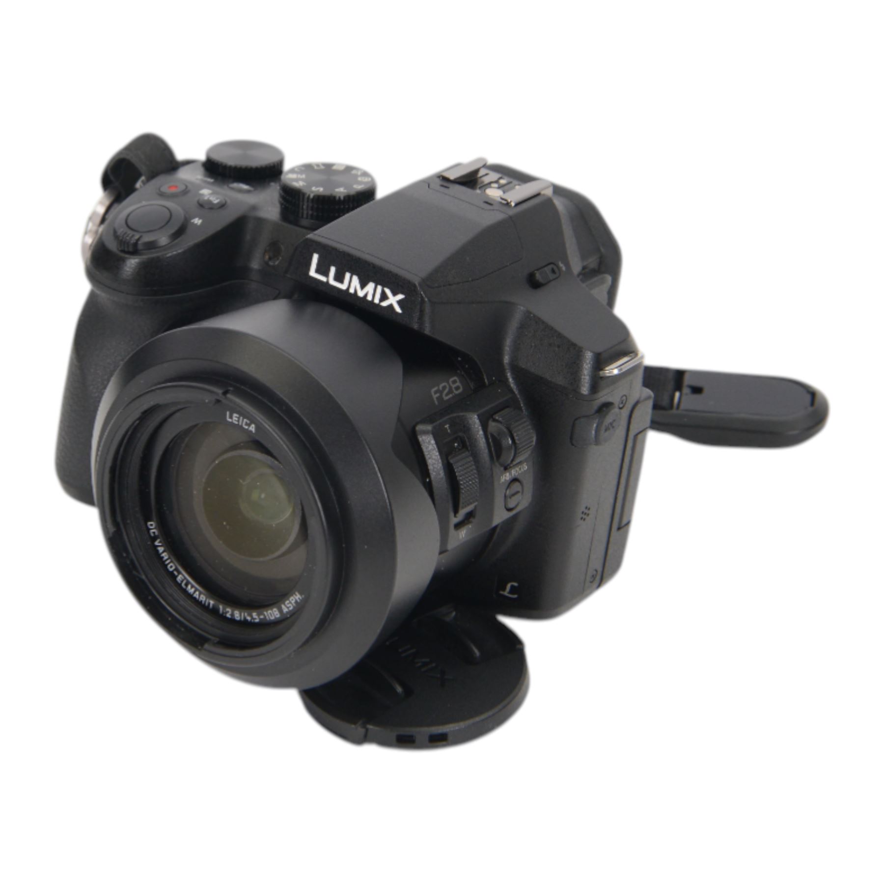 Panasonic Lumix DMC-FZ330 DSLR camera body with a Leica DC Vario-Elamrit 1:2.8/4.5-108 ASPH lens, with lens cap, hood and carry strap, in Lowepro carrycase 