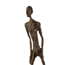 After Giacometti - Bronze abstract figure Walking Man, upon a rectangular marble base, H45cm