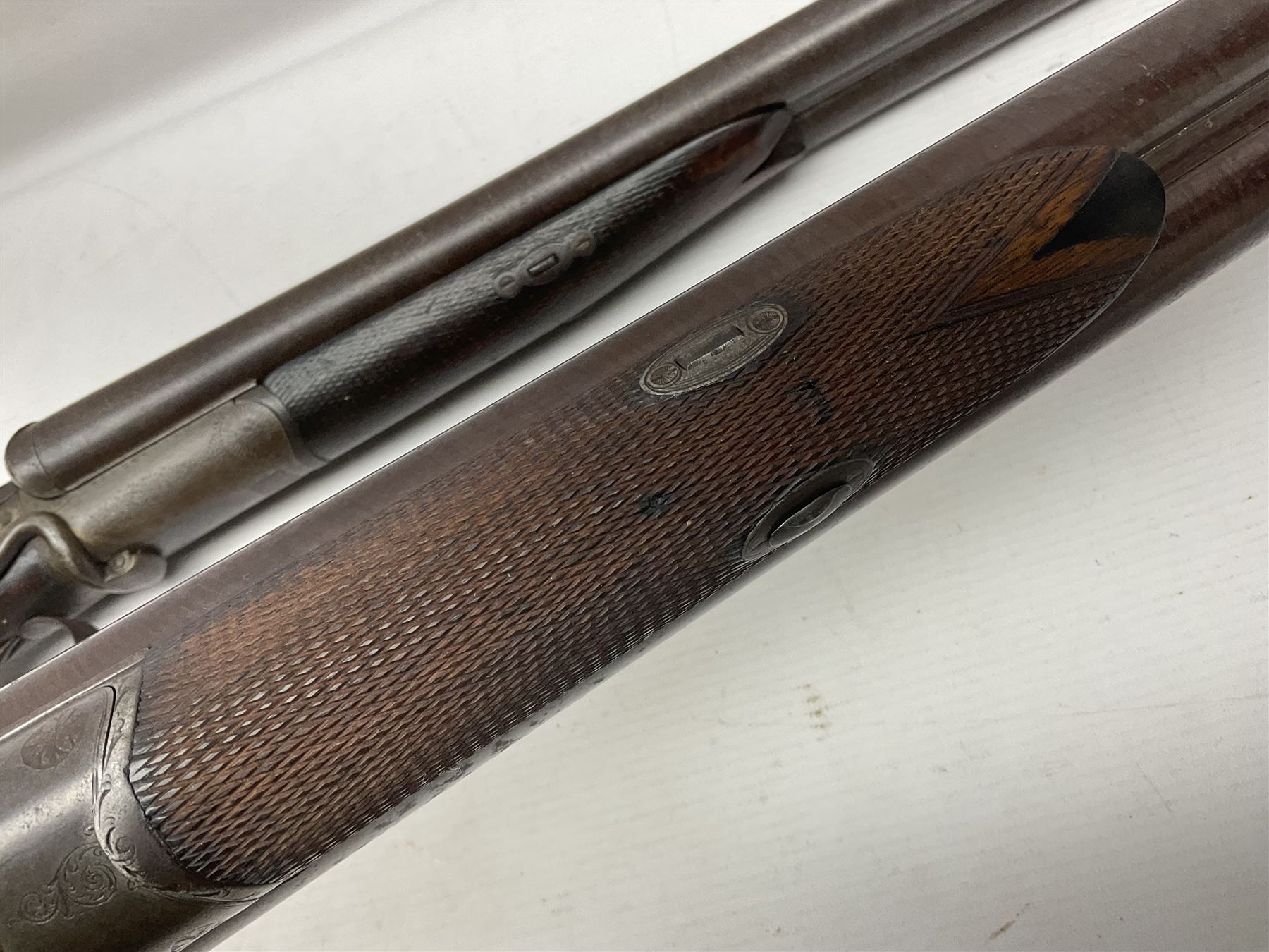 SHOTGUN CERTIFICATE REQUIRED - 19th century John Adams of London 12-bore double barrel side-by-side hammer gun with screw under-lever opening, 76cm (30
