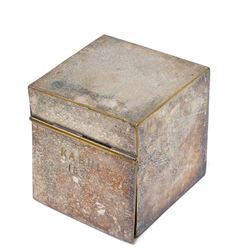 Pair of Victorian silver plated bottle coasters with turned boxwood bases D16cm, 19th century plated tea caddy engraved 'Kabul 1879' and a plated tea caddy with lion mask ring handles W16cm 