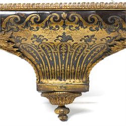 19th century Louis XV style Boulle clock bracket, with tortoiseshell, cut brass and gilt metal mounts, all-over classical decoration, including acanthus leaves, swags and scrolling motifs, W32cm H22cm 
Provenance: property of a Nobleman