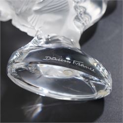 Daum France frosted glass Cockerel, signed to base, in original box, H12.5cm