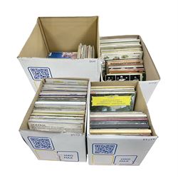 Collection of vinyl LP records in four boxes, mainly classical including Daniel Barenboim, Cesar Franck Symphony, Peter Tschaikowsky etc