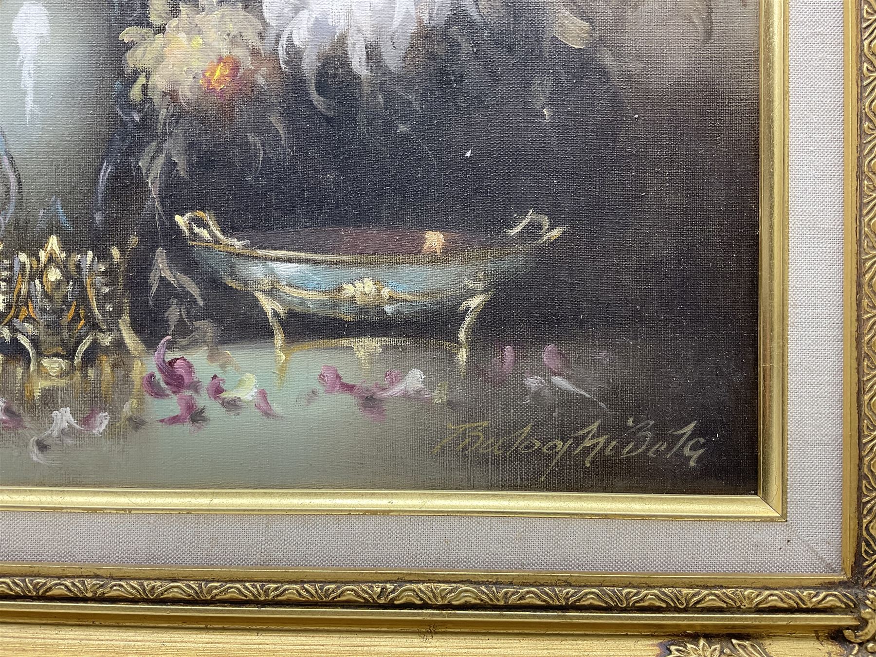 Balogh Bela (Hungarian 1909-?): Still Life of Flowers, oil on canvas signed 60cm x 50cm 