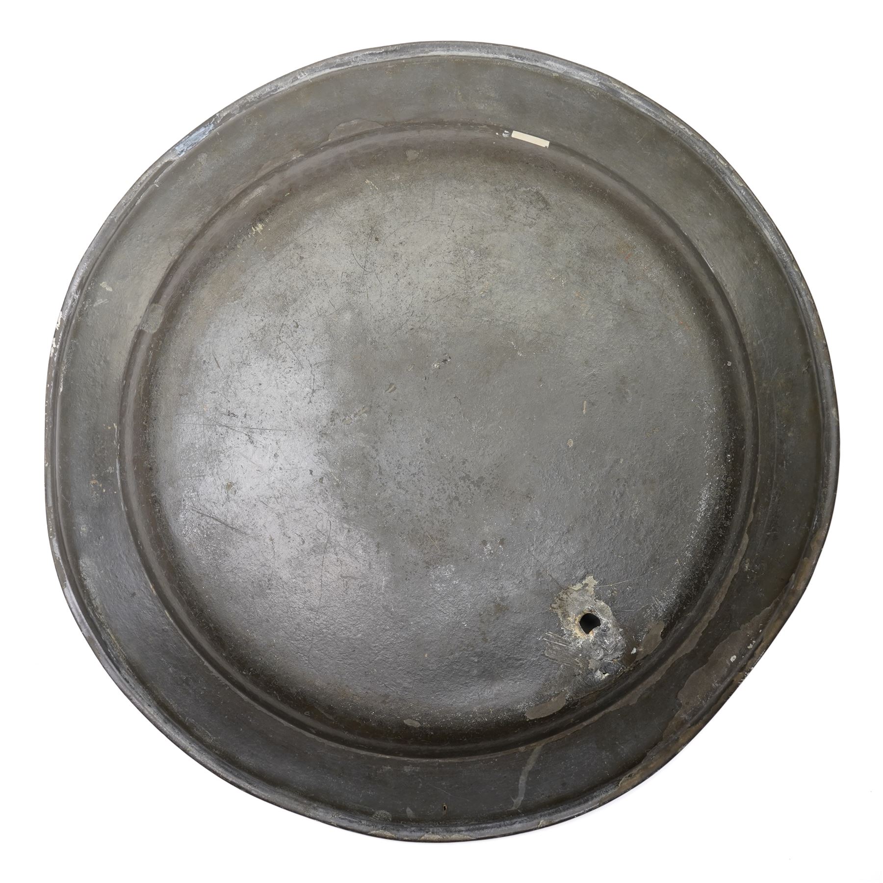 17th/18th century pewter dish, probably continental, engraved with hunting scenes, stags head etc D46cm