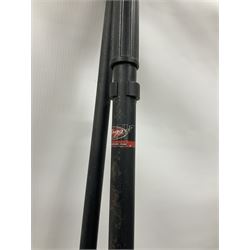 Pearl Vision SST Birch Ply shell four-piece drum kit in black comprising bass drum with foot pedal and three graduated toms; together with Pearl Custom Alloy Sensitone steel snare drum, drum and cymbal stands, microphone stand, stool and various drum sticks 