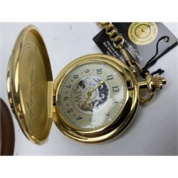 Franklin Mint John Wayne commemorative pocket watch with chain under glass dome, with certificate