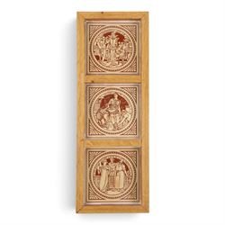 Three Minton Shakespeare tiles, framed, comprising Twelfth Night, Antony and Cleopatra and...