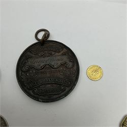 Coins including United States of America 1858 half dime, Bootle Education Committee regular attendance award to 'Florence Prince 1912', various Great British pre-decimal coins etc