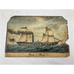 Broder Heinrich Hansen (German c.1811-1851): 'Rob Roy' Ship's Portrait, watercolour signed titled and dated 1844 Hamburg 24cm x 35cm (unframed)