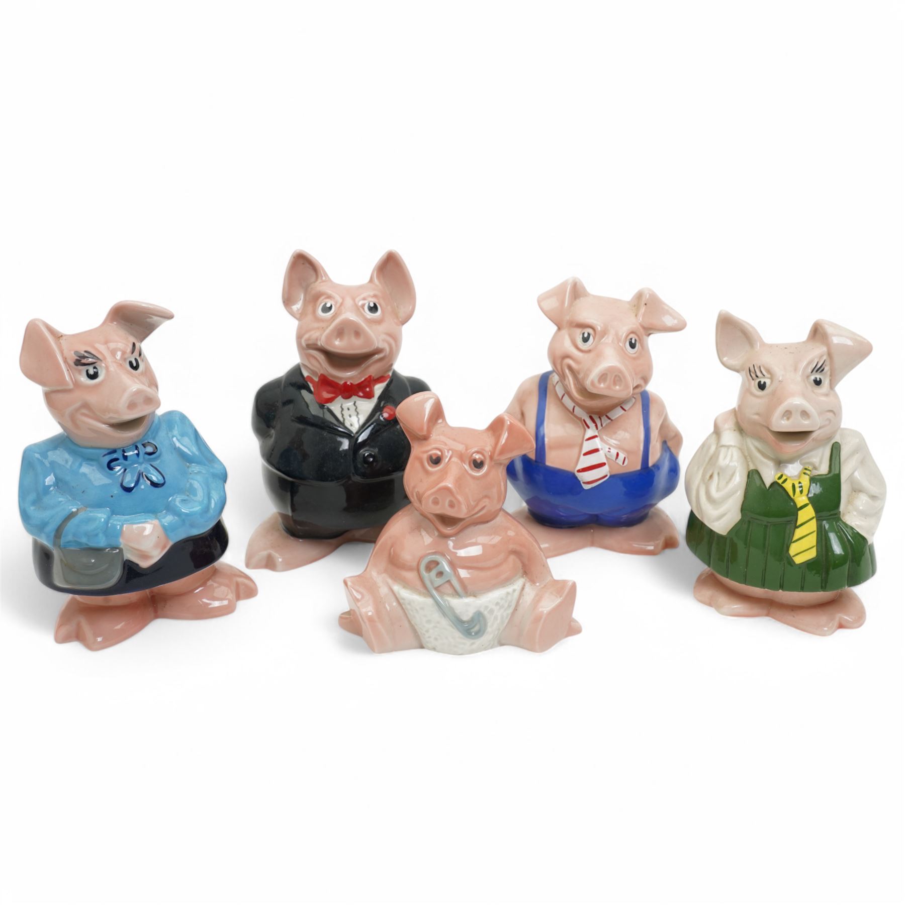 Group of five Wade NatWest pig money boxes all with original stoppers