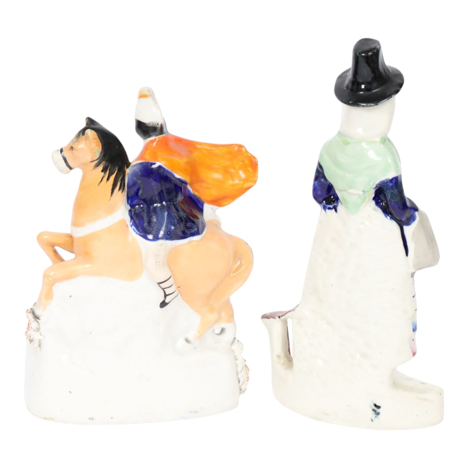 19th century Staffordshire figure group, St George and the Dragon, circa 1850, H22cm, together with a 19th century Staffordshire figure, Jenny Jones, circa 1830-1870, H25.5cm