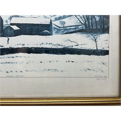 Peter Brook (Northern British 1927-2009): 'Hannah Hauxwell with her Young Dog' and 'Hannah Hauxwell Waving Goodbye', two limited edition prints signed and numbered in pencil max 34cm x 57cm (2)