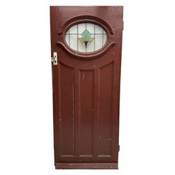1930s external door with stained leaded glass panel (86cm x 203cm), six small stained glass windows in wooden frames (W52cm); and various loose stained leaded glass panels
