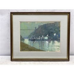Louis Arthur Ward RWA (Bristol Savages 1913-2005): 'Contrast' - Clifton Suspension Bridge, gouache signed and titled 25cm x 34cm 
Provenance: from the estate of Ronald Frederick Broome OBE QPM (1932-2021)