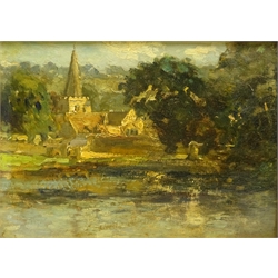  James William Booth (Staithes Group 1867-1953): Hackness Church Nr. Scarborough, oil on board signed 22cm x 30cm  DDS - Artist's resale rights may apply to this lot    