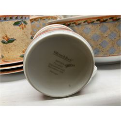 Villeroy & Boch Gallo design Switch 4 Naranja & Nazare pattern tea and dinner wares, to include seven dinner plates, twin handled lidded tureen, five mugs, four saucers, jug, lidded sucrier, large bowl,  seven ramekins, various side plates, two bowls etc