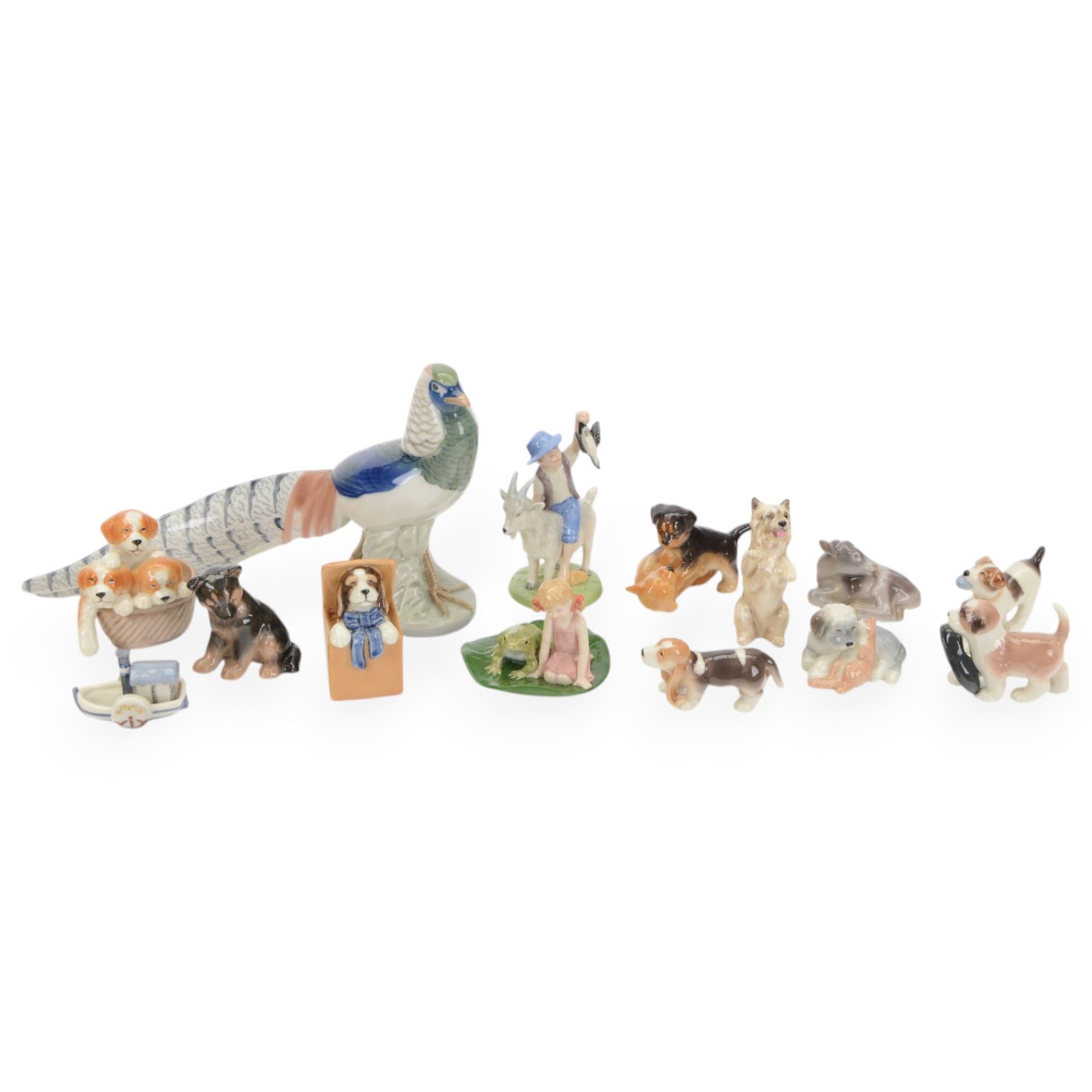 Eleven Royal Copenhagen figures, including Thumbelina, Jack The Dullard, Lady Amherst's Pheasant no. 1881 etc