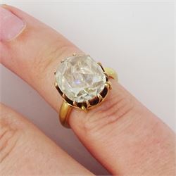 19th century 15ct gold single stone diamond ring, the backed oval rose cut diamond measuring approx 11.13mm x 9.69mm, in a twelve claw setting, in an 18ct gold shank