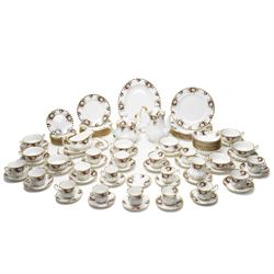 Royal Albert Celebration pattern tea and dinner wares, comprising covered tea and coffee p...