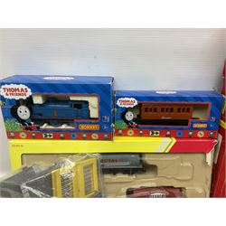 Hornby '00' gauge - Thomas the Tank Engine and Friends 0-6-0 tank locomotive No.1 with Annie and Clarabel coaches; all boxed; Breakdown Pack, Car Transporter Pack, Fuel Tanker Pack and Automatic Level Crossing; all boxed; Lima Car Transporter; boxed; and quantity of trackside accessories etc
