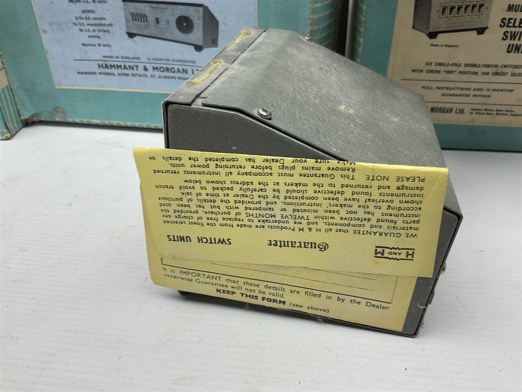 Quantity of loose unused 'N' gauge track; H. & M. Powermaster Variable Transformer Unit, Model R.C.1 Rectifier Controller, Selector Switch Unit and Meter Unit; all boxed; and small quantity of booklets