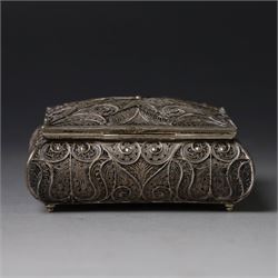 Persian silver filigree trinket box, H3.5cm, W9cm