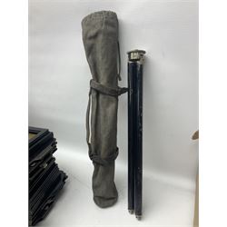 Contessa-Camera Werke folding camera, together with Hirrlinger folding camera, additional plates, two tripods and other accessories 