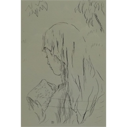  Pierre Bonnard (French 1867-1947): 'Girl Reading', etching monogrammed in plate, posthumous ed. pub.1965 with certificate of authenticity verso 17.5cm x 12cm Notes: Created for the book La Vie de Sainte Monique)  