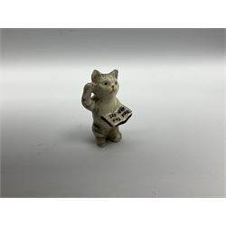 Victorian Wedgwood blue jasperware jardiniere H16.5cm; Victorian copper lustre jug; James Kent art deco style green glazed jug; and Beswick figure of a singing cat (4)