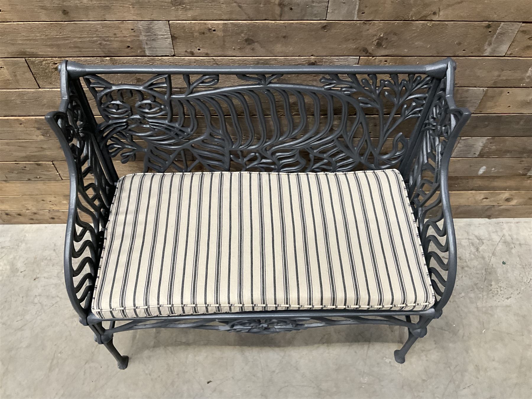 Richard Bawden (1936-2024); - Cat design painted cast iron garden bench