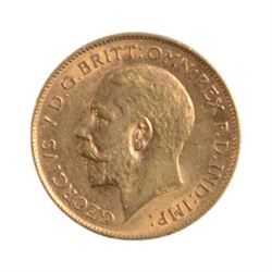 King George V 1911 gold half sovereign coin